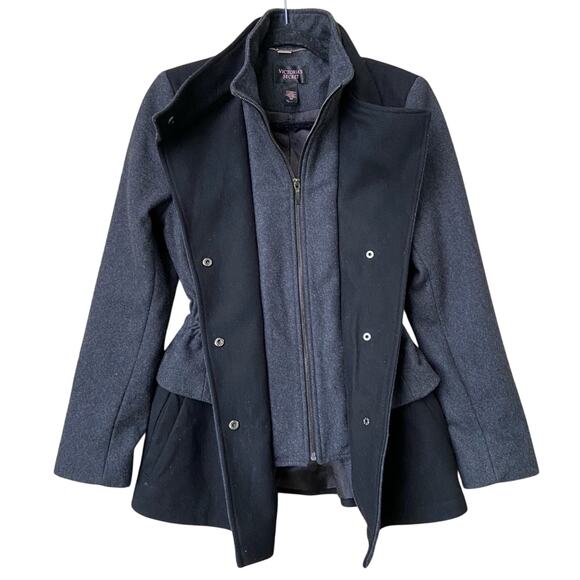 Victoria's Secret Womens Small Black Gray Full Zip Button Up Winter Coat Jacket - Picture 3 of 7